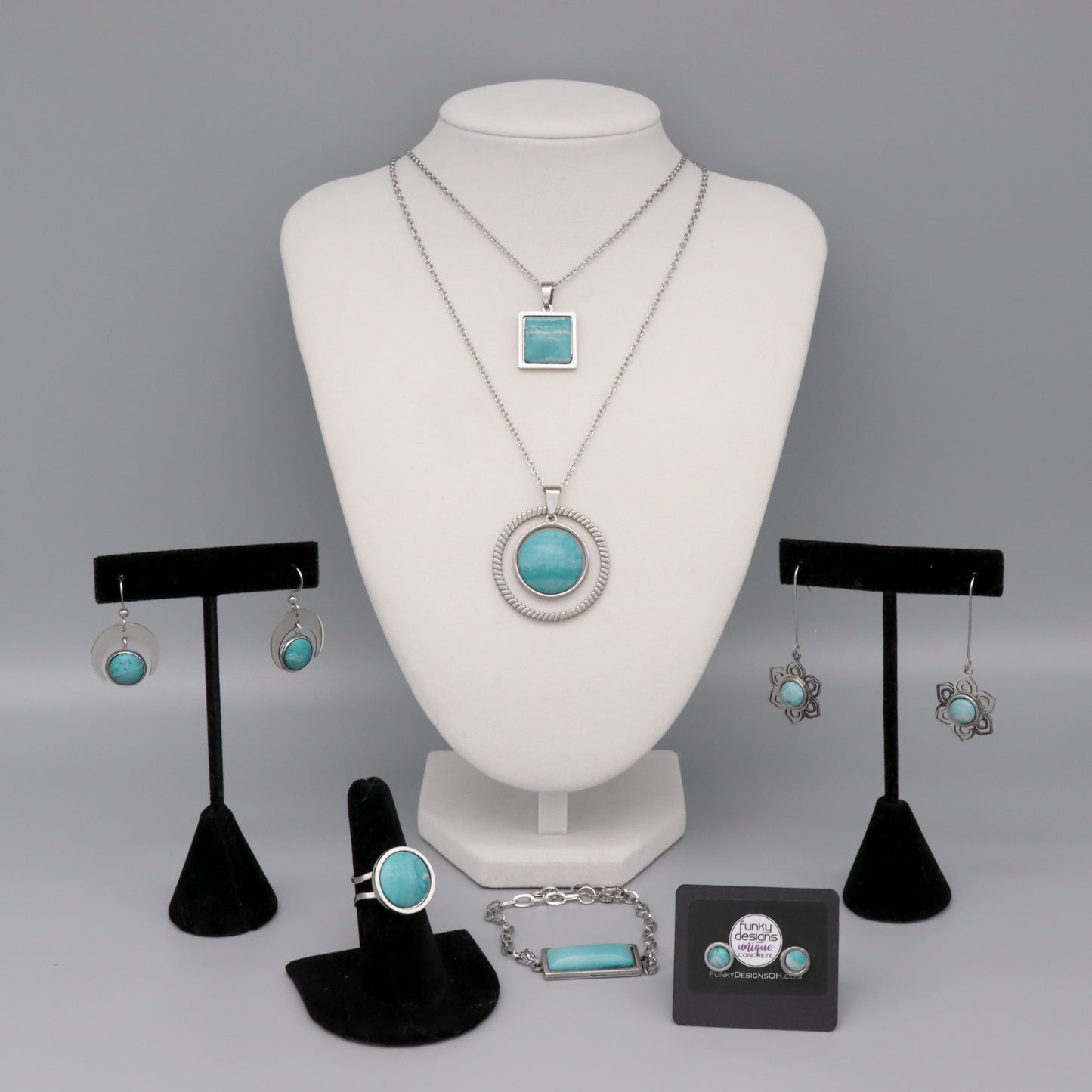 Aqua Concrete & Steel Jewelry Collection