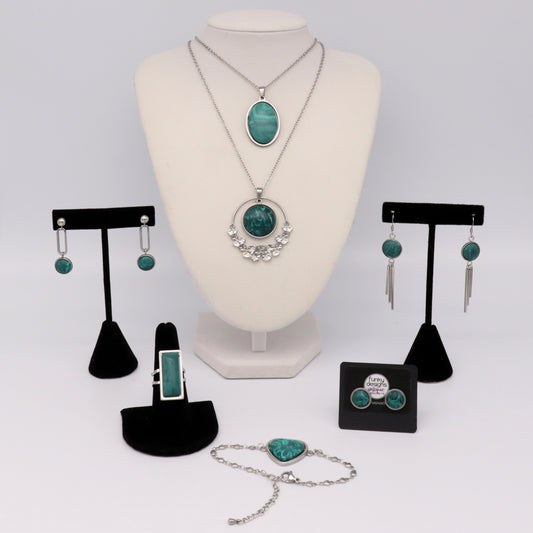 Deep Green Concrete & Steel Jewelry Collection