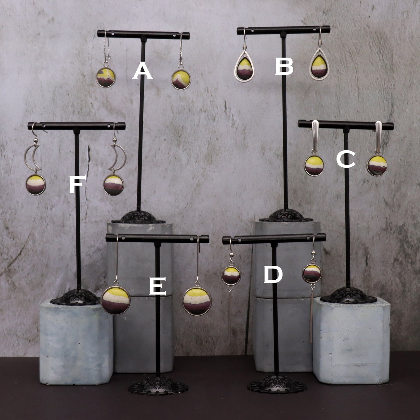 Non Binary Pride Concrete & Steel Jewelry Collection - June 2025