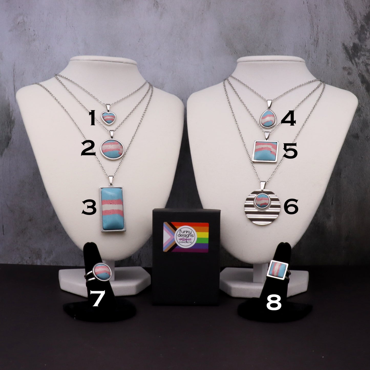 Trans Transgender Pride Concrete & Steel Jewelry Collection - June 2025