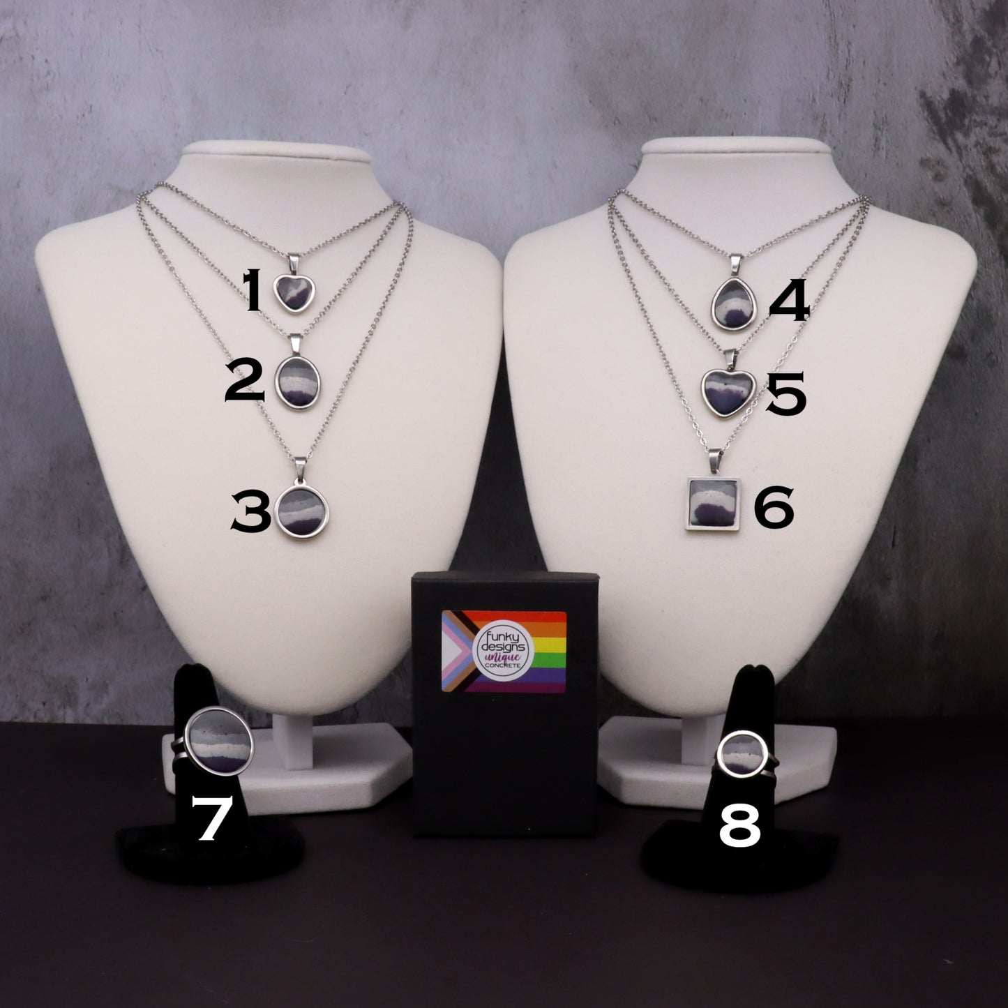 Ace Asexual Pride Concrete & Steel Jewelry Collection - June 2025