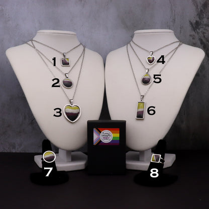 Non Binary Pride Concrete & Steel Jewelry Collection - June 2025