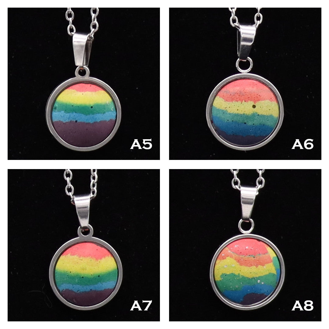 Concrete Pride - 2024 Round Concrete & Steel Rainbow Pride Pendants