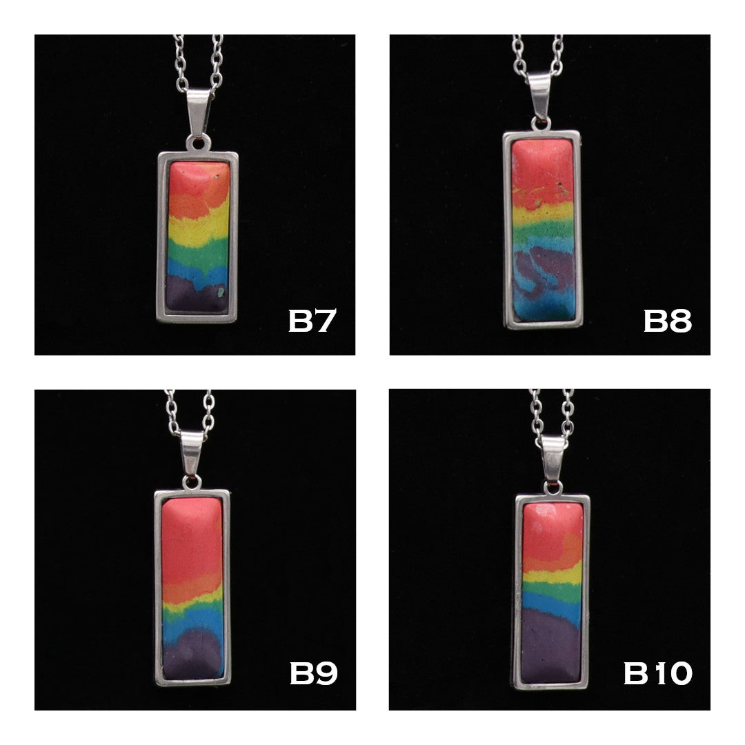 Concrete Pride - 2024 Square and Rectangle Concrete & Steel Rainbow Pride Pendants