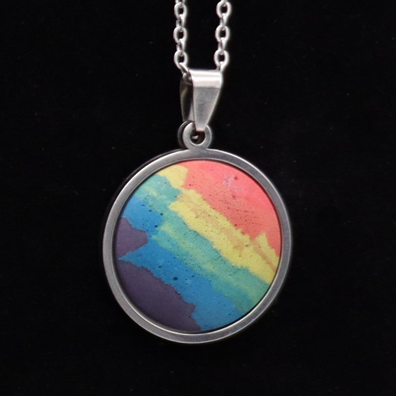 Concrete Pride - 2024 Round Concrete & Steel Rainbow Pride Pendants