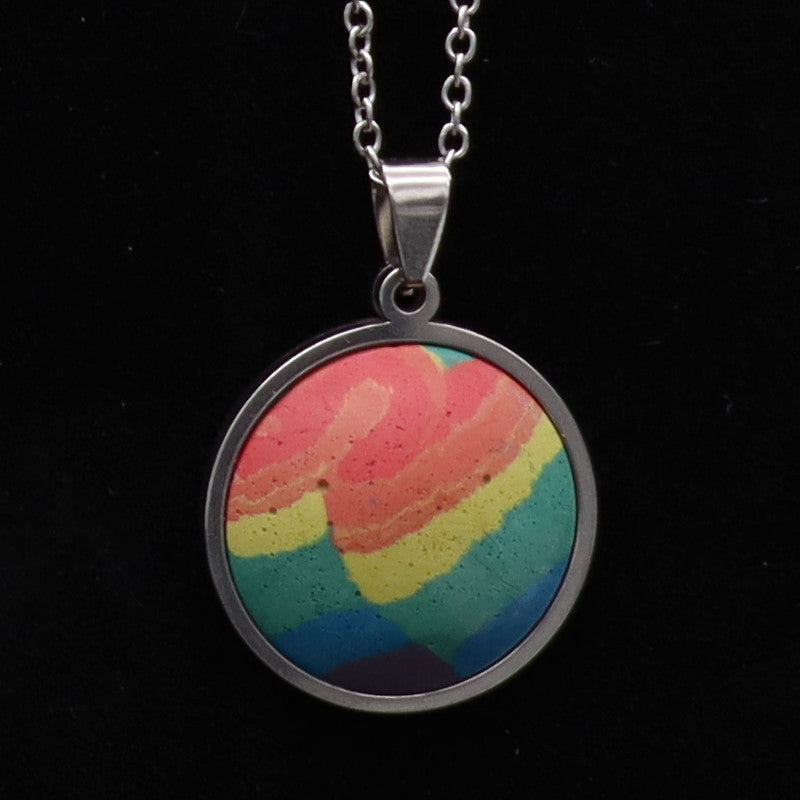 Concrete Pride - 2024 Round Concrete & Steel Rainbow Pride Pendants