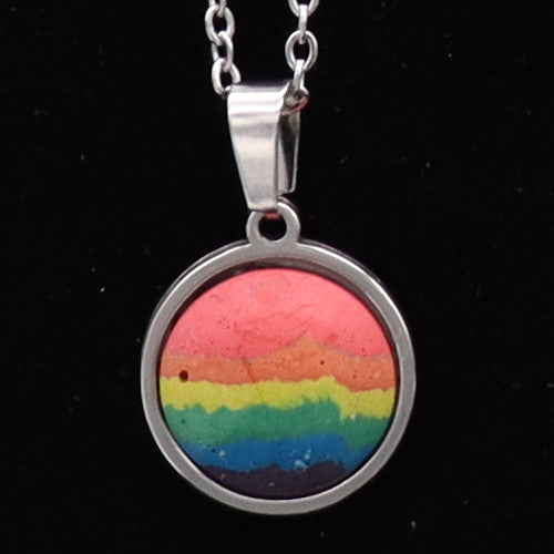 Concrete Pride - 2024 Round Concrete & Steel Rainbow Pride Pendants