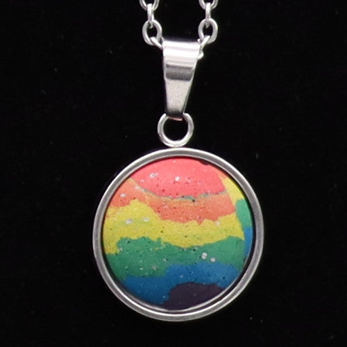 Concrete Pride - 2024 Round Concrete & Steel Rainbow Pride Pendants