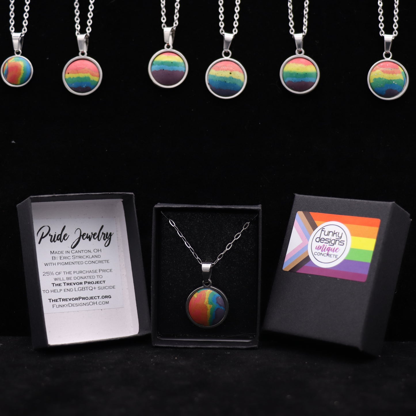 Concrete Pride - 2024 Round Concrete & Steel Rainbow Pride Pendants