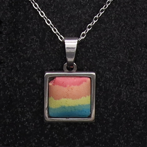 Concrete Pride - 2024 Square and Rectangle Concrete & Steel Rainbow Pride Pendants