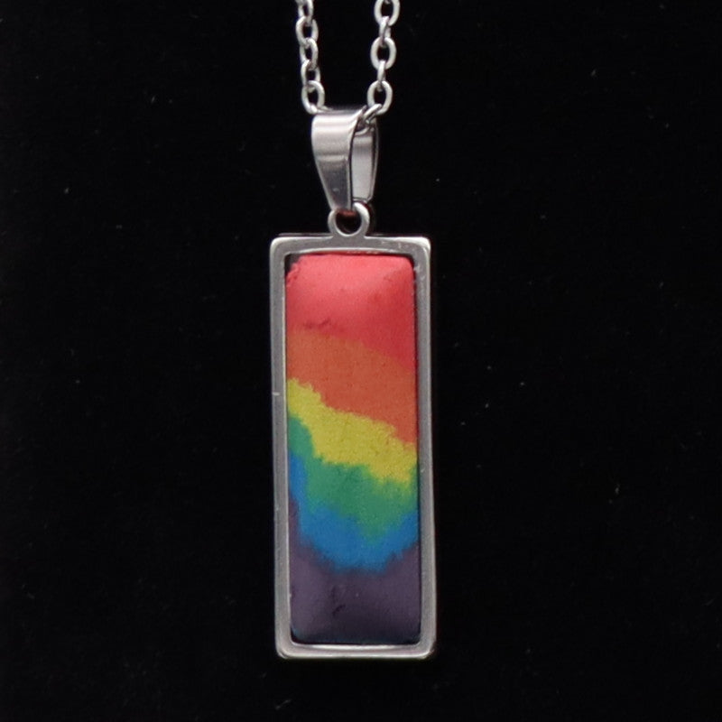 Concrete Pride - 2024 Square and Rectangle Concrete & Steel Rainbow Pride Pendants