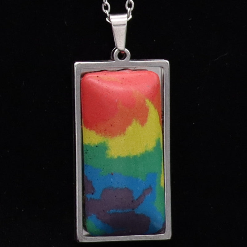 Concrete Pride - 2024 Square and Rectangle Concrete & Steel Rainbow Pride Pendants