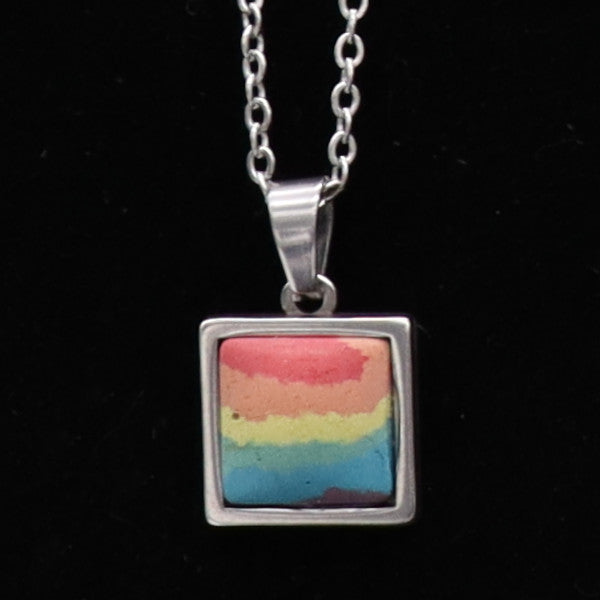 Concrete Pride - 2024 Square and Rectangle Concrete & Steel Rainbow Pride Pendants