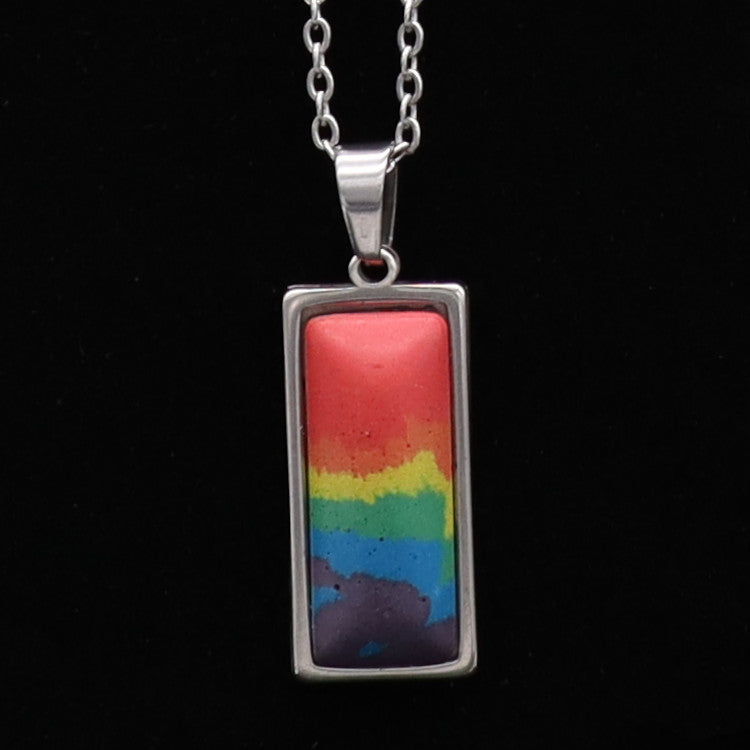 Concrete Pride - 2024 Square and Rectangle Concrete & Steel Rainbow Pride Pendants