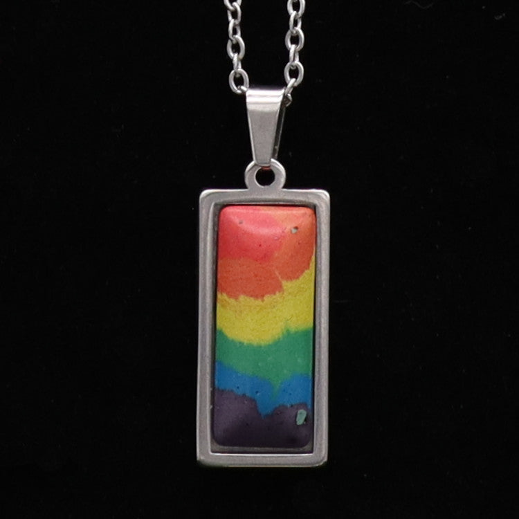 Concrete Pride - 2024 Square and Rectangle Concrete & Steel Rainbow Pride Pendants