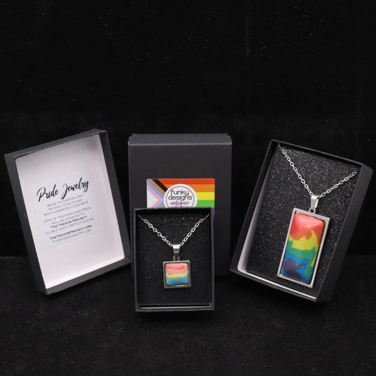 Concrete Pride - 2024 Square and Rectangle Concrete & Steel Rainbow Pride Pendants