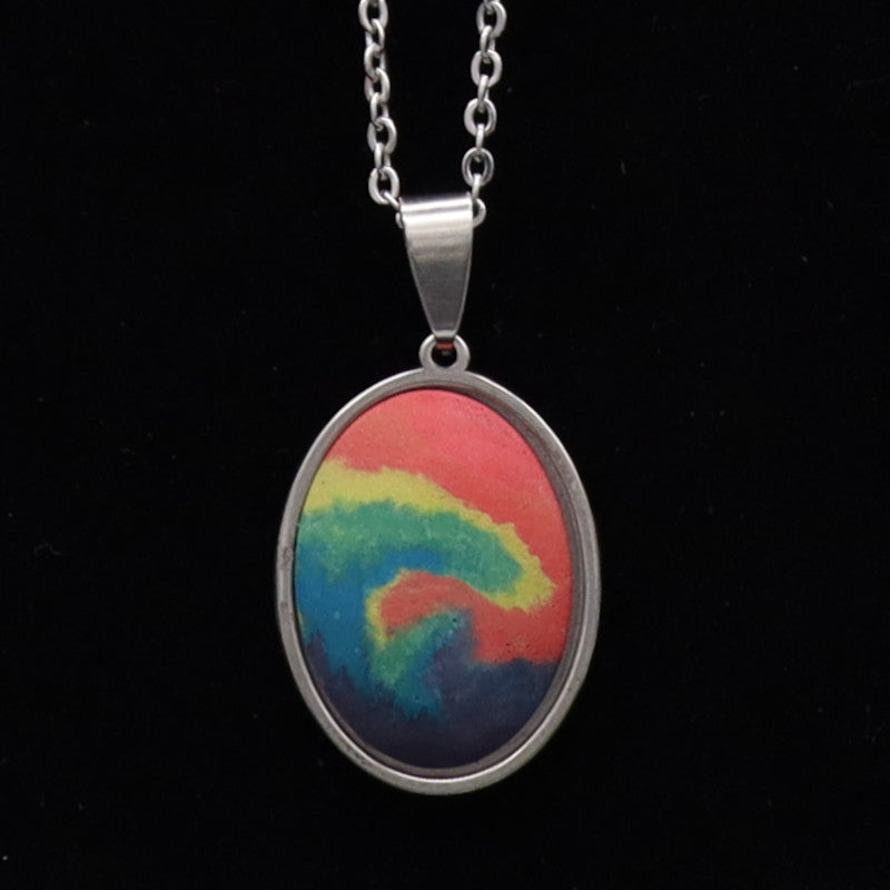 Concrete Pride - 2024 Oval Teardrop Heart Concrete & Steel Rainbow Pride Pendants