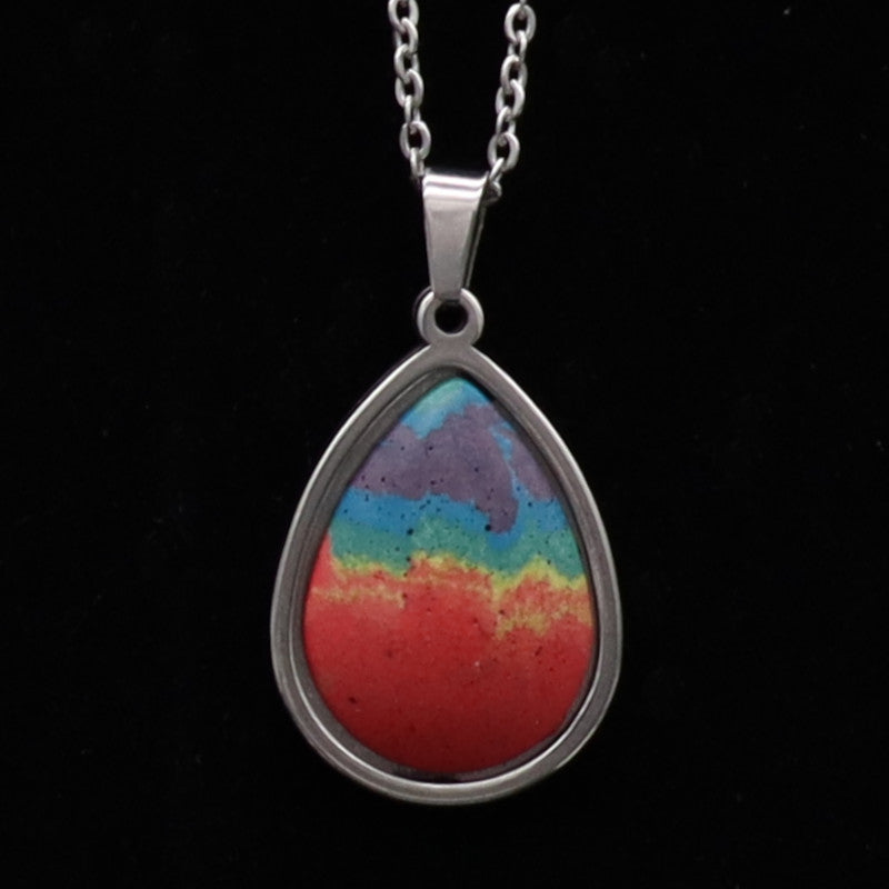 Concrete Pride - 2024 Oval Teardrop Heart Concrete & Steel Rainbow Pride Pendants