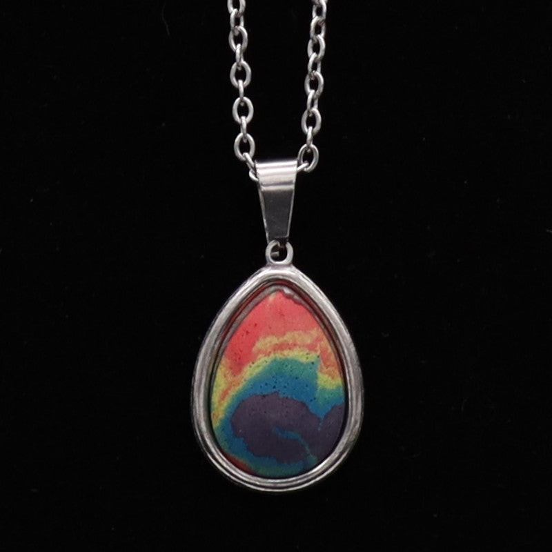 Concrete Pride - 2024 Oval Teardrop Heart Concrete & Steel Rainbow Pride Pendants