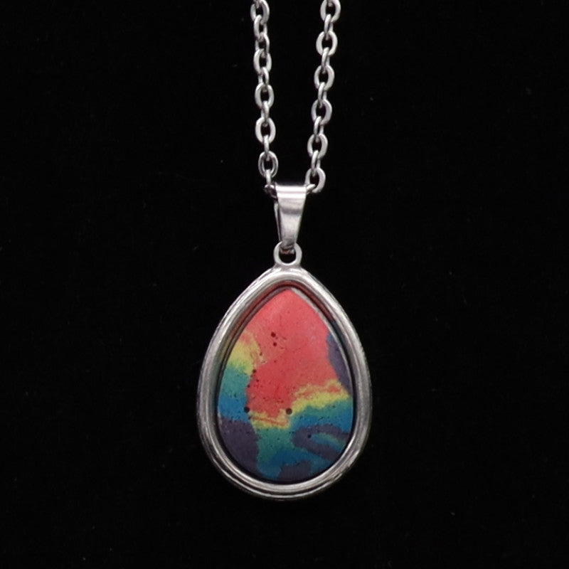 Concrete Pride - 2024 Oval Teardrop Heart Concrete & Steel Rainbow Pride Pendants