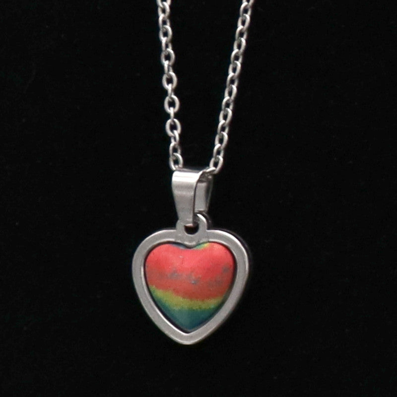 Concrete Pride - 2024 Oval Teardrop Heart Concrete & Steel Rainbow Pride Pendants