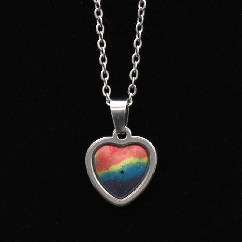 Concrete Pride - 2024 Oval Teardrop Heart Concrete & Steel Rainbow Pride Pendants