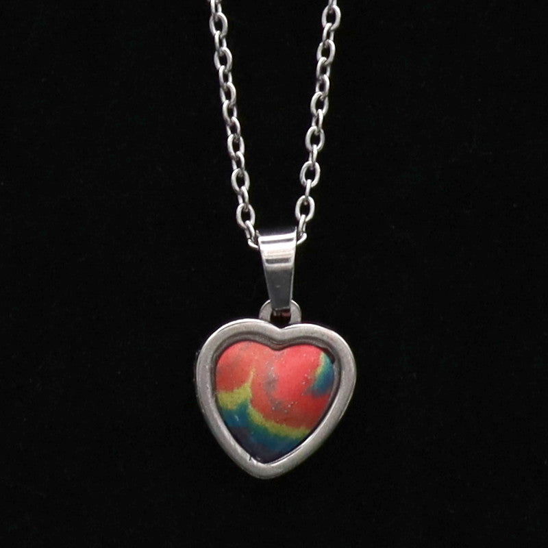 Concrete Pride - 2024 Oval Teardrop Heart Concrete & Steel Rainbow Pride Pendants