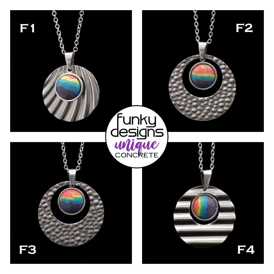 Concrete Pride - 2024 Accented Concrete & Steel Rainbow Pride Pendants