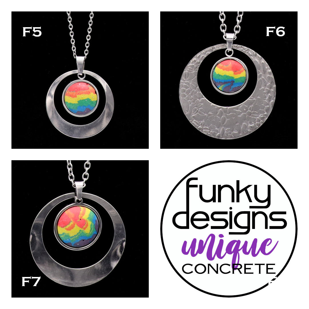 Concrete Pride - 2024 Accented Concrete & Steel Rainbow Pride Pendants