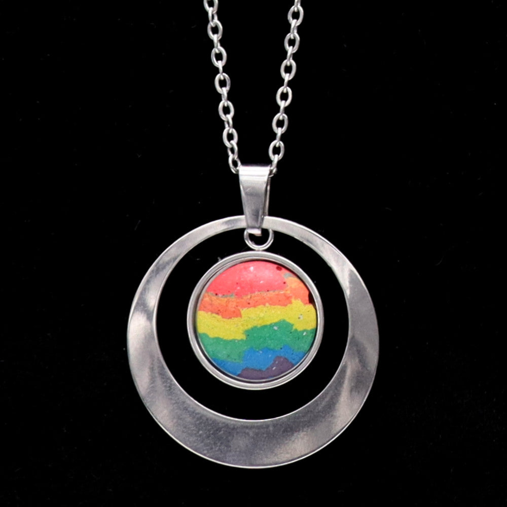 Concrete Pride - 2024 Accented Concrete & Steel Rainbow Pride Pendants