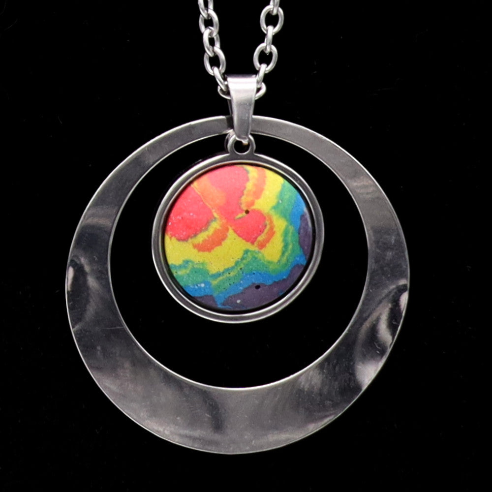 Concrete Pride - 2024 Accented Concrete & Steel Rainbow Pride Pendants