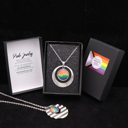 Concrete Pride - 2024 Accented Concrete & Steel Rainbow Pride Pendants